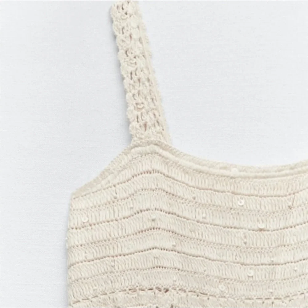 Zara limited edition sequin crochet knit maxi dress - Picture 7 of 12